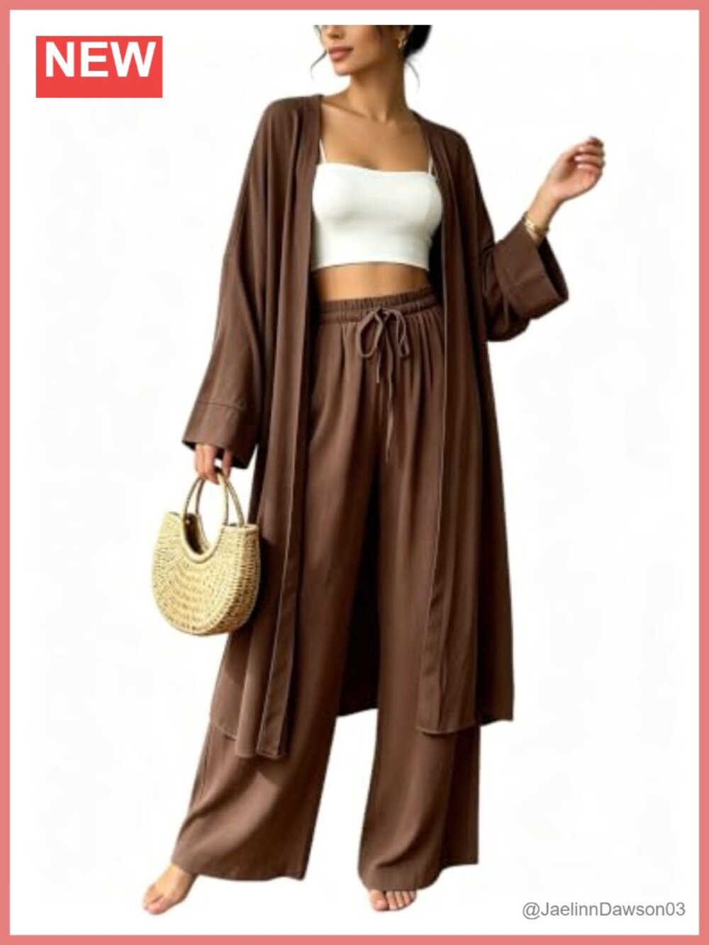 Women's 2 Piece Cardigan & Wide Leg Pants Set Viscose Polyester Loose Fit